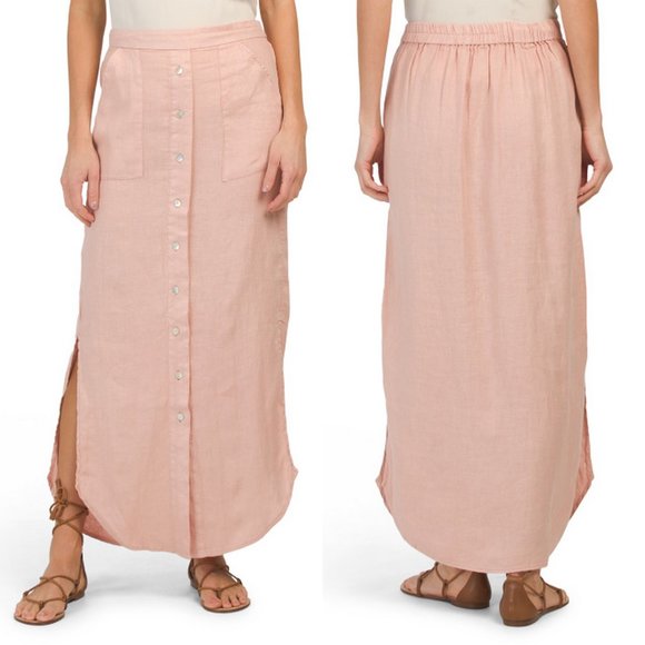 Cynthia Rowley Dresses & Skirts - CYNTHIA ROWLEY Pink Linen Maxi Skirt - Med